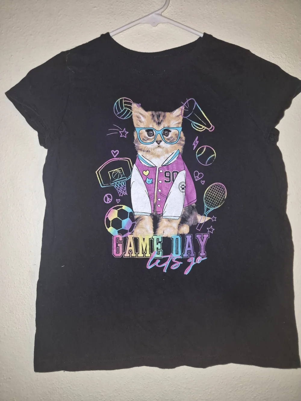 Game Day Cat Graphic Pet Tee - Black